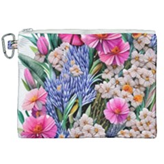 Bountiful Watercolor Flowers Canvas Cosmetic Bag (xxl) by GardenOfOphir