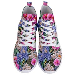 Bountiful Watercolor Flowers Men s Lightweight High Top Sneakers by GardenOfOphir