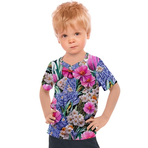 Bountiful Watercolor Flowers Kids  Sports Tee by GardenOfOphir