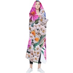 Bountiful Watercolor Flowers Wearable Blanket by GardenOfOphir