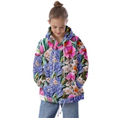 Bountiful Watercolor Flowers Kids  Oversized Hoodie by GardenOfOphir