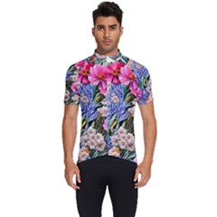 Bountiful Watercolor Flowers Men s Short Sleeve Cycling Jersey