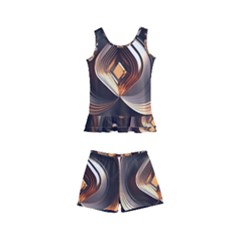 Ai Generated Swirls Space Design Fractal Light 3d Pattern Kids  Boyleg Swimsuit by Ravend