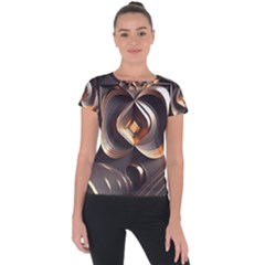 Ai Generated Swirls Space Design Fractal Light 3d Pattern Short Sleeve Sports Top  by Ravend