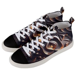 Ai Generated Swirls Space Design Fractal Light 3d Pattern Men s Mid-top Canvas Sneakers by Ravend