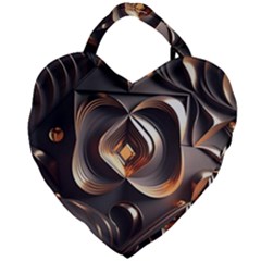 Ai Generated Swirls Space Design Fractal Light 3d Pattern Giant Heart Shaped Tote by Ravend