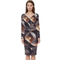 Ai Generated Swirls Space Design Fractal Light 3d Pattern Long Sleeve V-Neck Bodycon Dress  View1