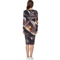 Ai Generated Swirls Space Design Fractal Light 3d Pattern Long Sleeve V-Neck Bodycon Dress  View4