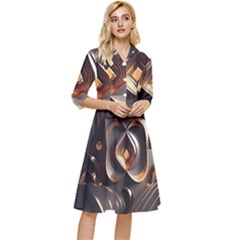 Ai Generated Swirls Space Design Fractal Light 3d Pattern Classy Knee Length Dress by Ravend