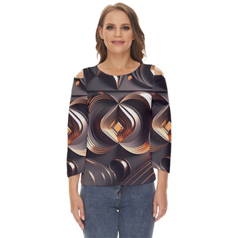 Ai Generated Swirls Space Design Fractal Light 3d Pattern Cut Out Wide Sleeve Top by Ravend