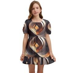 Ai Generated Swirls Space Design Fractal Light 3d Pattern Kids  Short Sleeve Dolly Dress by Ravend