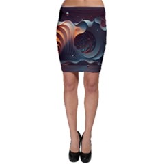 Ai Generated Space Design Fractal Light Motion Bodycon Skirt by Ravend