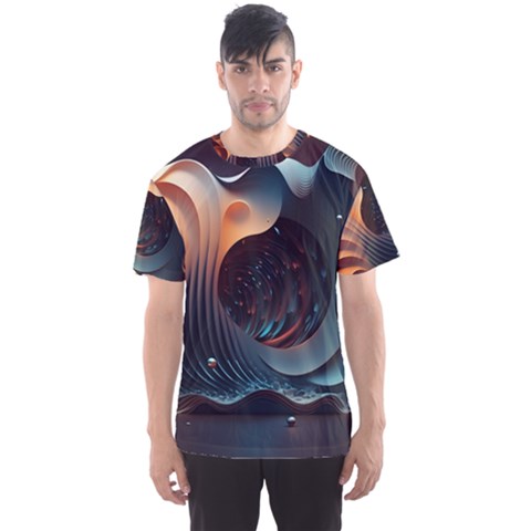 Ai Generated Space Design Fractal Light Motion Men s Sport Mesh Tee by Ravend