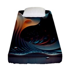 Ai Generated Space Design Fractal Light Motion Fitted Sheet (single Size) by Ravend