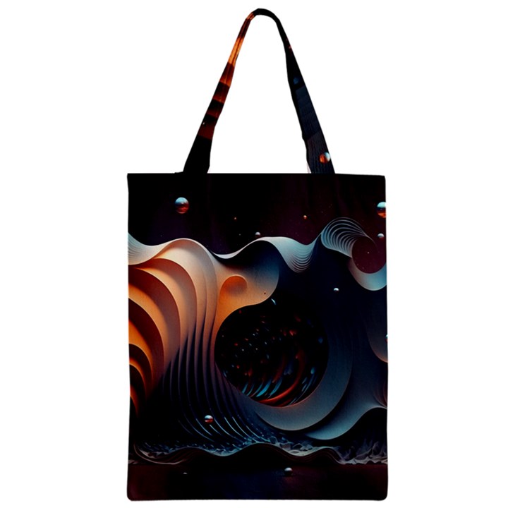 Ai Generated Space Design Fractal Light Motion Zipper Classic Tote Bag