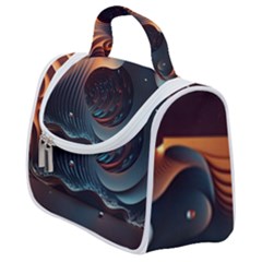 Ai Generated Space Design Fractal Light Motion Satchel Handbag by Ravend