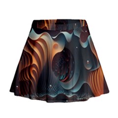 Ai Generated Space Design Fractal Light Motion Mini Flare Skirt by Ravend