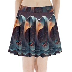 Ai Generated Space Design Fractal Light Motion Pleated Mini Skirt by Ravend