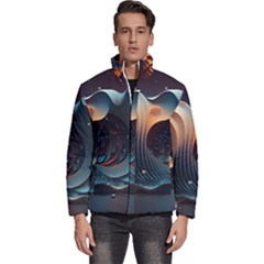 Ai Generated Space Design Fractal Light Motion Men s Puffer Bubble Jacket Coat by Ravend