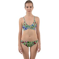 Celestial Watercolor Flower Wrap Around Bikini Set by GardenOfOphir