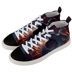 Ai Generated Space Design Fractal Light Motion Men s Mid-top Canvas Sneakers by Ravend