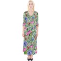 Celestial Watercolor Flower Quarter Sleeve Wrap Maxi Dress View1