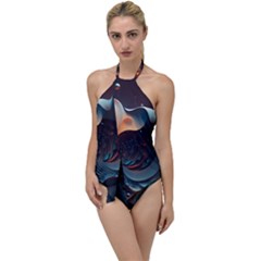 Ai Generated Space Design Fractal Light Motion Go With The Flow One Piece Swimsuit by Ravend