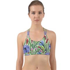 Celestial Watercolor Flower Back Web Sports Bra by GardenOfOphir