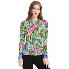 Celestial Watercolor Flower Women s Long Sleeve Rash Guard by GardenOfOphir