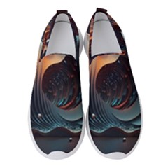 Ai Generated Space Design Fractal Light Motion Women s Slip On Sneakers by Ravend