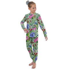 Celestial Watercolor Flower Kids  Long Sleeve Set  by GardenOfOphir