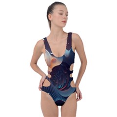 Ai Generated Space Design Fractal Light Motion Side Cut Out Swimsuit by Ravend