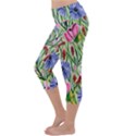 Celestial Watercolor Flower Lightweight Velour Capri Yoga Leggings View2