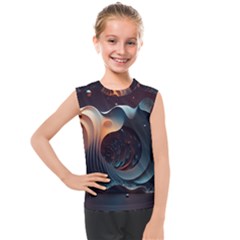 Ai Generated Space Design Fractal Light Motion Kids  Mesh Tank Top by Ravend