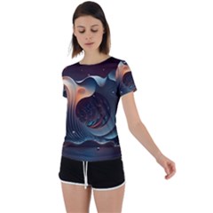 Ai Generated Space Design Fractal Light Motion Back Circle Cutout Sports Tee by Ravend