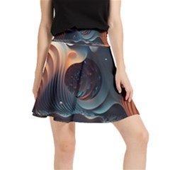 Ai Generated Space Design Fractal Light Motion Waistband Skirt by Ravend