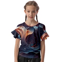 Ai Generated Space Design Fractal Light Motion Kids  Cut Out Flutter Sleeves by Ravend