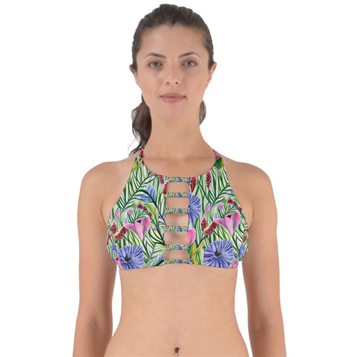 Celestial Watercolor Flower Perfectly Cut Out Bikini Top