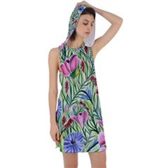 Celestial Watercolor Flower Racer Back Hoodie Dress by GardenOfOphir