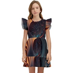 Ai Generated Space Design Fractal Light Motion Kids  Winged Sleeve Dress