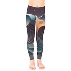 Ai Generated Space Design Fractal Light Motion Kids  Classic Winter Leggings by Ravend