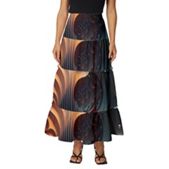 Ai Generated Space Design Fractal Light Motion Tiered Ruffle Maxi Skirt