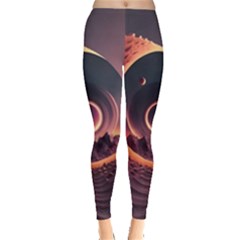 Ai Generated Swirl Space Design Fractal Light 3d Art Leggings  by Ravend