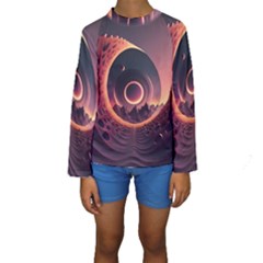 Ai Generated Swirl Space Design Fractal Light 3d Art Kids  Long Sleeve Swimwear by Ravend