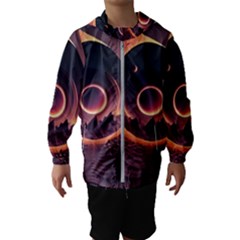 Ai Generated Swirl Space Design Fractal Light 3d Art Kids  Hooded Windbreaker by Ravend