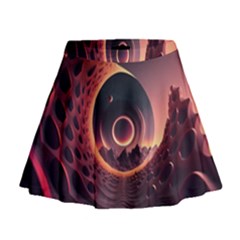 Ai Generated Swirl Space Design Fractal Light 3d Art Mini Flare Skirt by Ravend