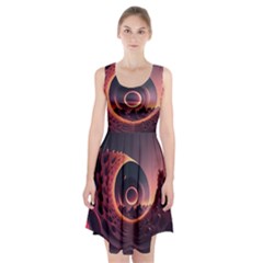 Ai Generated Swirl Space Design Fractal Light 3d Art Racerback Midi Dress by Ravend