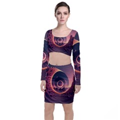 Ai Generated Swirl Space Design Fractal Light 3d Art Top And Skirt Sets by Ravend