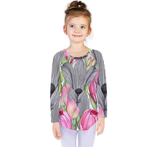 Budding And Captivating Kids  Long Sleeve Tee by GardenOfOphir