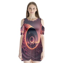 Ai Generated Swirl Space Design Fractal Light 3d Art Shoulder Cutout Velvet One Piece by Ravend